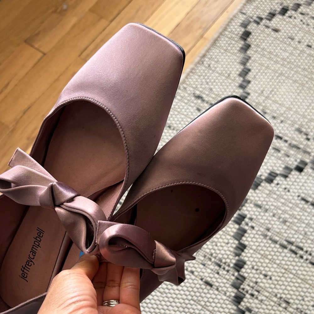 Jeffrey Campbell Dusty Mauve Satin Bow Mary Jane Flats